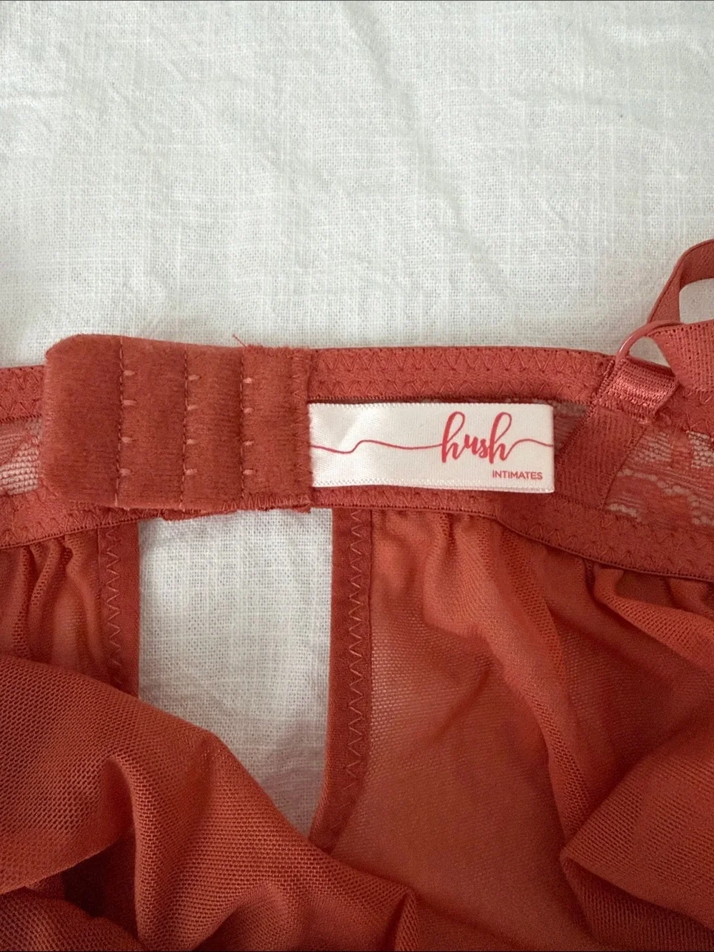 Vintage Y2K Hush Intimates Lace Mesh Babydoll Burnt Orange Top M